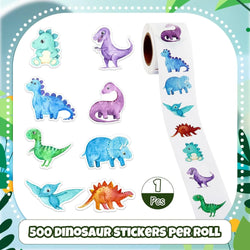 500Pcs /1 Rolls 2.5cm/1inch Dinosaur Animal Anomaly Shaped Sticker Decoration Gift Box Sticker Label Stationery Sticker (ONLINE ORDER ONLY)