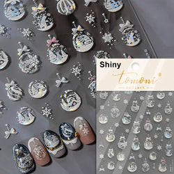 Bowknot Glove Socks Elk House Gingerbread Man Self Adhesive Nail Art Stickers Snowflake Christmas Tree Rhinestone Manicure Decal (Online Order Only)