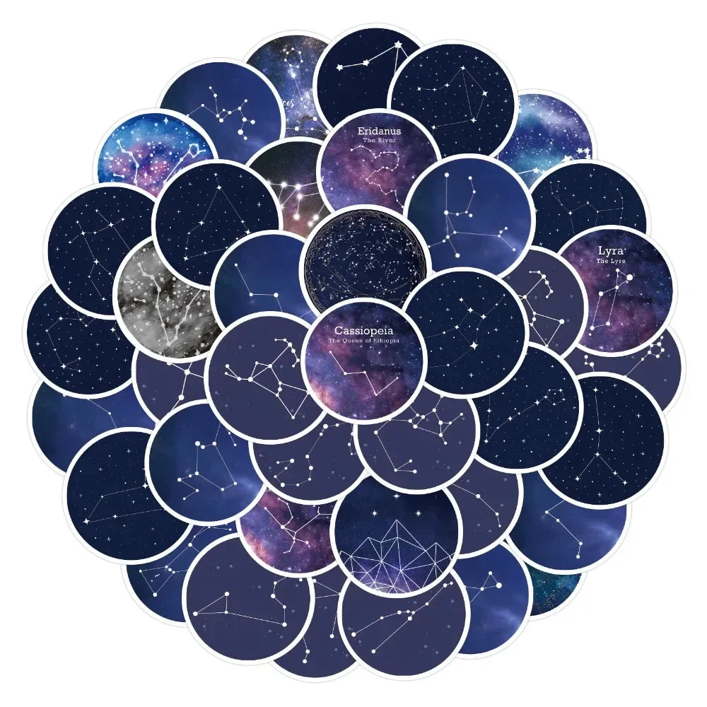 10/60Pcs Twelve Constellations Graffiti Stickers Laptop Computer Phone Luggage Guitar Waterproof Graffiti Bicycle Vinyl Sticker (ONLINE ORDER ONLY)