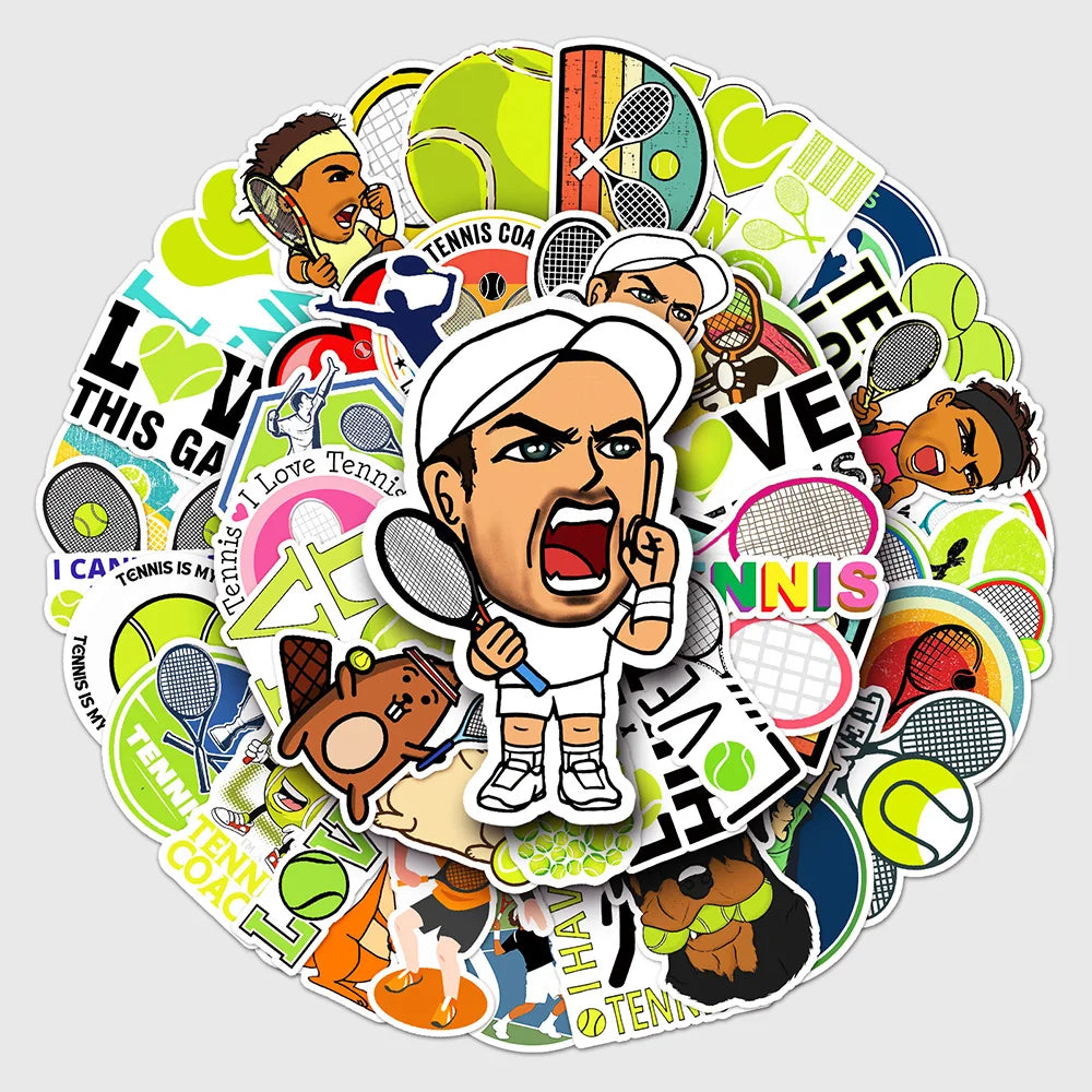 Tennis Cartoon Stickers for Phone Laptop Luggage Skateboard Kids Gift (ONLINE ORDER ONLY)