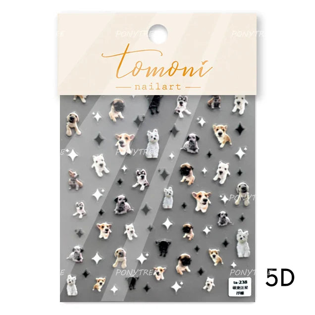 Dyeing Apple Cherry Fruit Dog Puppy Bowknot Colorful Cartoon Graffiti Reliefs Adhesive Nail Art Stickers Flowers Manicure Decals (ONLINE ORDER ONLY)