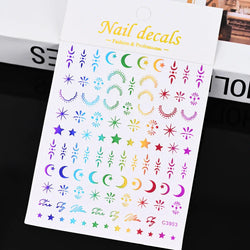 Gold Silver Wing Nail Art Stickers 3D Metal Chain Heart Love Sun Moon Star Gel Polish Adhesive Manicure Slider Decor Accessories (ONLINE ORDER ONLY)
