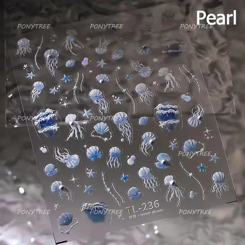 Colorful Bubbles Star Shiny Dreamy Glass Shards Flat 5D Soft Embossed Relief Self Adhesive Nail Art Sticker Chic Manicure Decal (ONLINE ORDER ONLY)