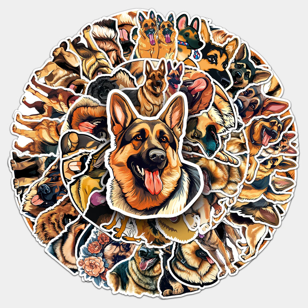 50Pcs Shepherd Dog Cartoon Waterproof Vinyl Stickers for Skateboard Snowboard Decals (ONLINE ORDER ONLY)