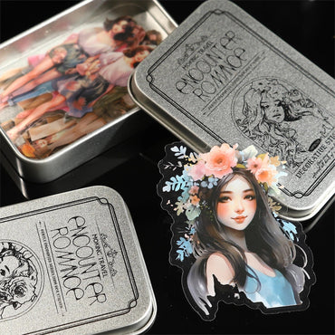 2Style 50pcs Character Sticker Tin Box - Gentle Encounter Theme, Instagram Girl Handbook Decoration, DIY Material (Online Order Only)