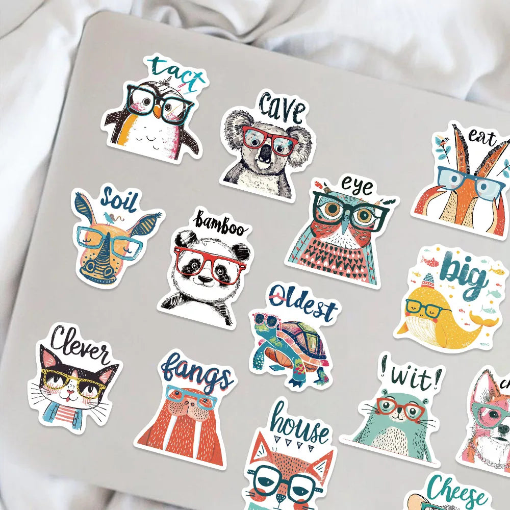 50PCS Cute Cartoon Animal Interjections Stickers DIY Phone Guitar Laptop Notebook Suitcase Cup Waterproof Sticker Kids Toy (ONLINE ORDER ONLY)