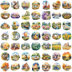 50PCS Kawaii Rural Scenery PET Sticker Aesthetic Decoration Scrapbooking Stationery DIY Hand Accounting Supplies for Kids (ONLINE ORDER ONLY)