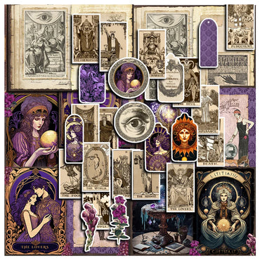 10/38pcs Vintage Cartoon Tarot Graffiti Stickers Decals Kids Toys Laptop Phone Notebook Guitar Luggage Car Decoration Sticker (Online Order Only)