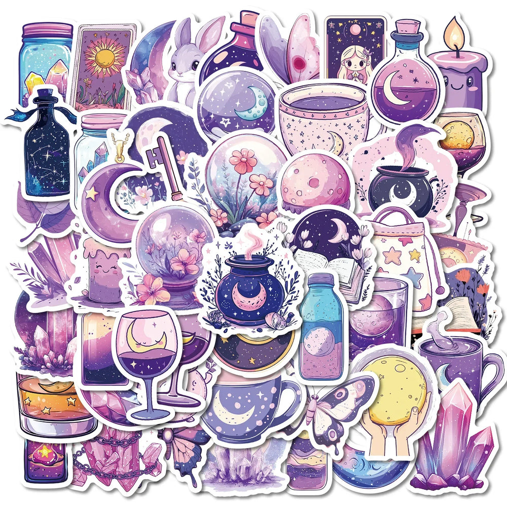 Purple Moon Cartoon Stickers for Guitar, Laptop, Car, Scrapbooking (Online Order Only)