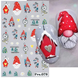 Cute Deer Christmas Nail Stickers 5D Embossed Elk Star Gingerbread Man Snowflake Santa Claus Holly DIY Winter Engraved Manicure* (ONLINE ORDER ONLY)