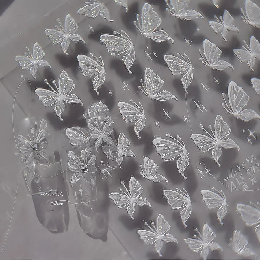 5D Glitter Butterfly Nail Stickers Aurora Charms DIY Manicure Decals (ONLINE ORDER ONLY)