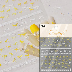 Cute 3D White Rose Flower Lace Bud Silk Bowknot Butterfly Dreamy Shiny Relief Chic Self Adhesive Nail Art Sticker Manicure Decal (ONLINE ORDER ONLY)