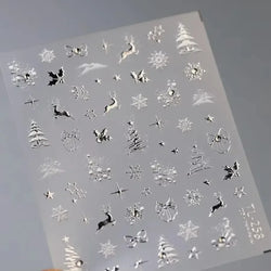 Snowman Apple Stars Gift Bell Snowflake Christmas Tree 3D Jelly Self Adhesive Nail Art Stickers Santa Claus Xmas Manicure Decals (ONLINE ORDER ONLY)