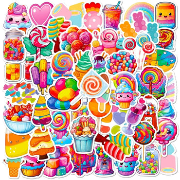 10/30/50PCS Cute Rainbow Candy Colorful Decoration Scrapbooking PVC Sticker Aesthetic Korean Stationery School Supplies for Kids (ONLINE ORDER ONLY)