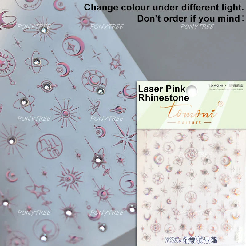 Sparkle Laser Silver Starburst Five-pointed Star Geometric Tiny Spot Romantic 5D Self Adhesive Nail Art Stickers Manicure Decals (ONLINE ORDER ONLY)