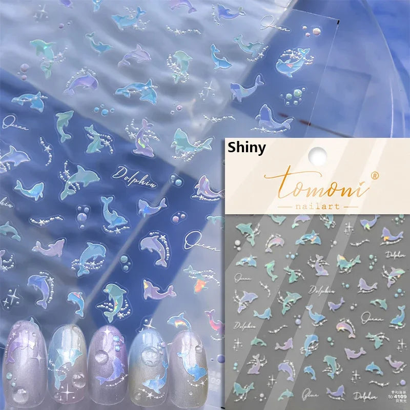 Summer Beach Dreamy Water Bubble Mermaid Shell Conch Starfish Jellyfish Soft Relief Decoration Nail Art Stickers Manicure Decals (ONLINE ORDER ONLY)