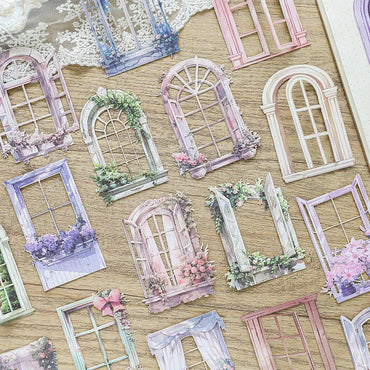10pcs/pack Window Flower Material Paper Junk Journal DIY Scrapbooking Collage Materials Planner Creative Stationery Sticker (ONLINE ORDER ONLY)