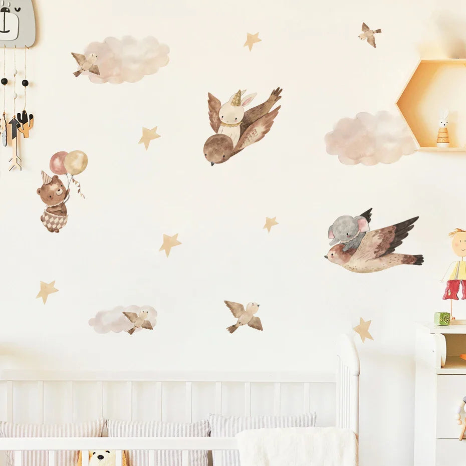 Nordic Boho Watercolor Animal Wall Stickers for Kids Nursery Decor (Online Order Only)