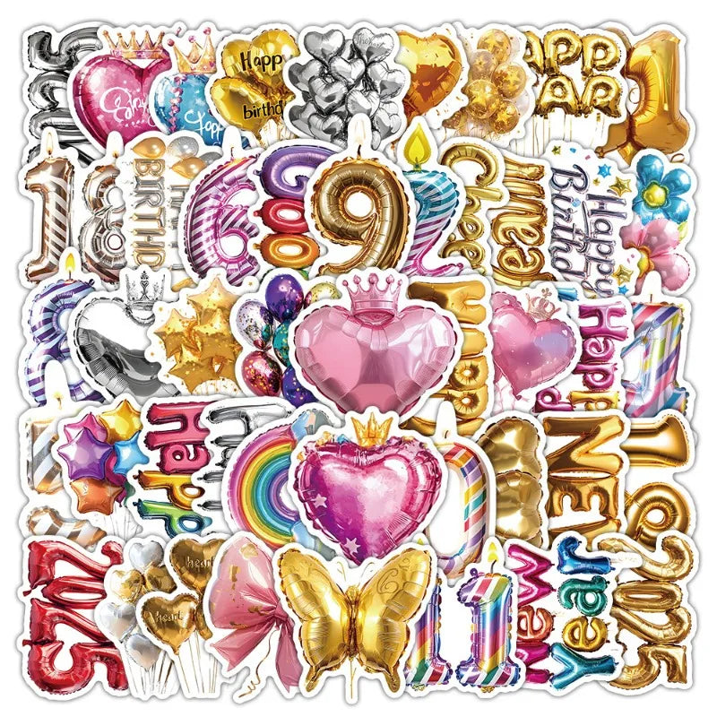 50pcs 3D Balloon Graffiti Stickers for Helmet, Wall, Desktop Decoration (ONLINE ORDER ONLY)