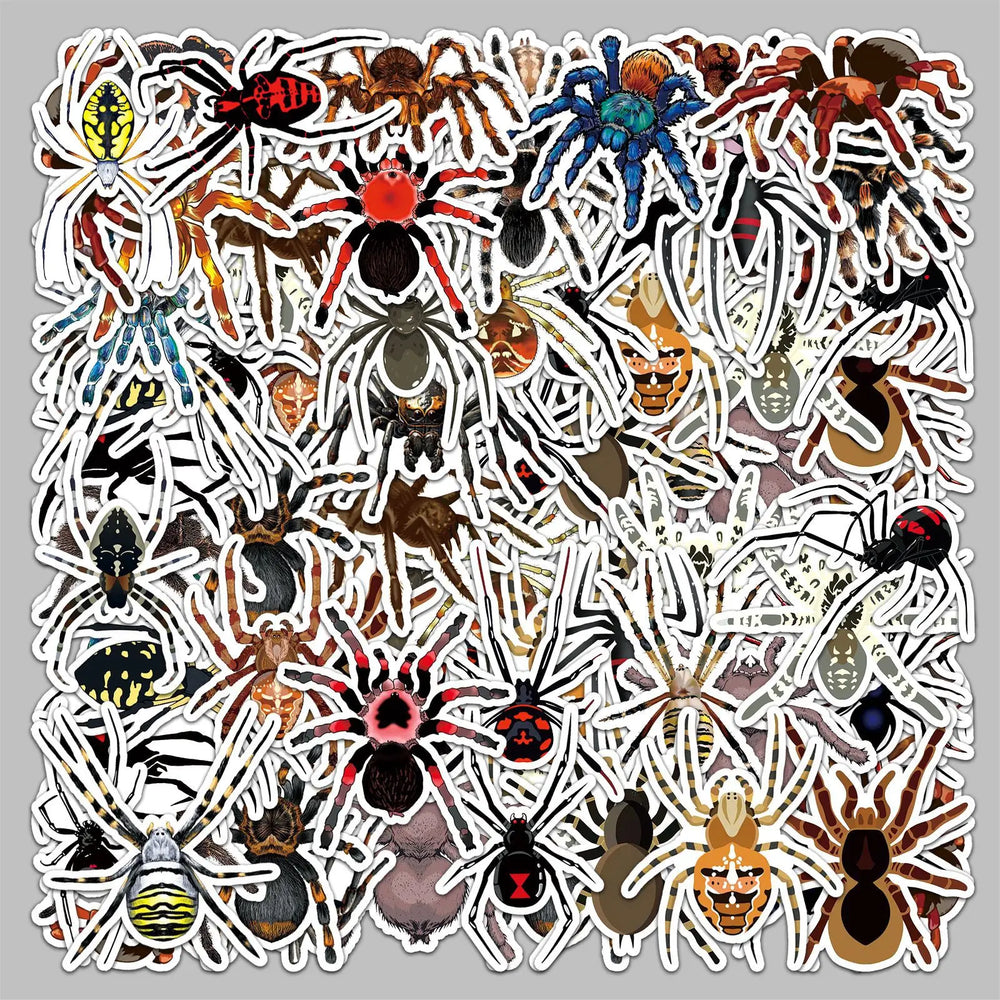 50pcs Cartoon Spider Food Stickers for Helmet, Wall, DIY Decoration (Online Order Only)