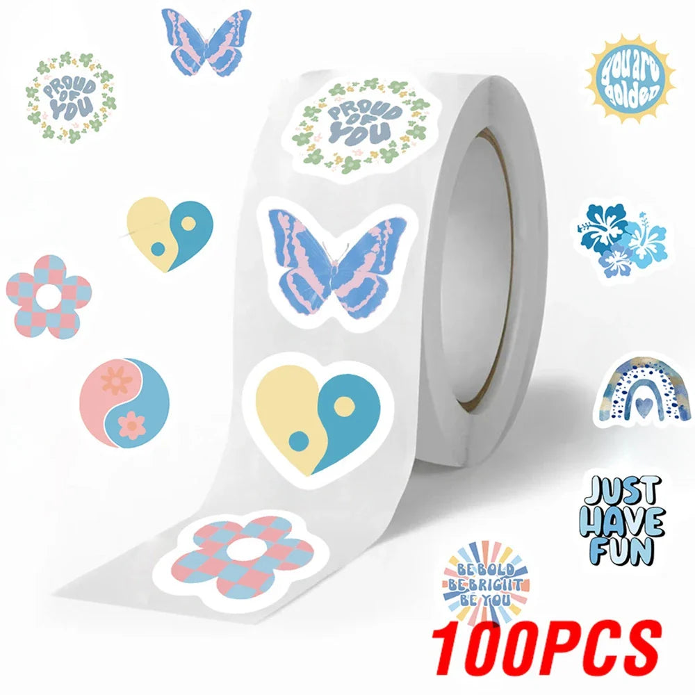 100-500pcs Cartoon Blue Labels Thank You Sticker Sealing DIY Gift Decoration Scrapbooking Stationery Supplies Sticker (ONLINE ORDER ONLY)