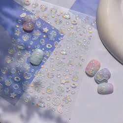 Star Drift Bottle Current Bottle Jellyfish Marine Meteor Water Bubble Love Heart Self Adhesive Nail Art Stickers Manicure Decals (ONLINE ORDER ONLY)