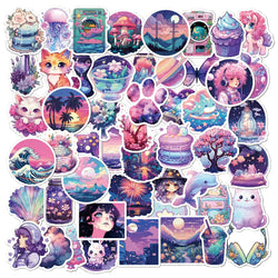 Fantasy Purple Cartoon Stickers for Laptop, Luggage, Skateboard - 10/30/50PCS (Online Order Only)