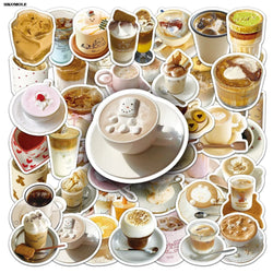 Retro Cartoon Coffee Stickers Pack - DIY Phone Laptop Luggage Skateboard Decals Gift (Online Order Only)