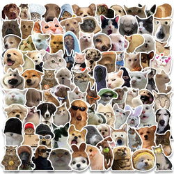 10/30/50/100pcs Cute Dog Cat MEME Funny Animals Stickers Kawaii Cartoon Decals Skateboard Notebook Luggage Phone Car Sticker Toy (ONLINE ORDER ONLY)