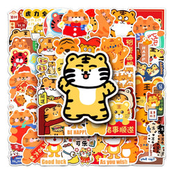 50Pcs Cute Tiger Waterproof Vinyl Stickers for Skateboard Snowboard (Online Order Only)