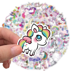 10/30/50/100PCS Cute Animals Pink Unicorn Cartoon Sticker DIY Diary Phone Laptop Luggage Skateboard Graffiti Decals Fun for Kid (ONLINE ORDER ONLY)