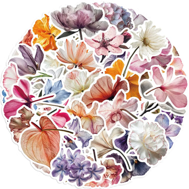 10/50PCS Plant Blooming Flower Stickers Aesthetic Ins Decals DIY Notebook Bike Phone Luggage Car Waterproof Decoration Sticker (ONLINE ORDER ONLY)