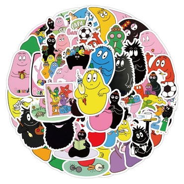 10/52Pcs Cute Les Barbapapa Stickers Skateboard Guitar Suitcase Freezer Motorcycle Classic Toy Decal Funny Sticker (ONLINE ORDER ONLY)