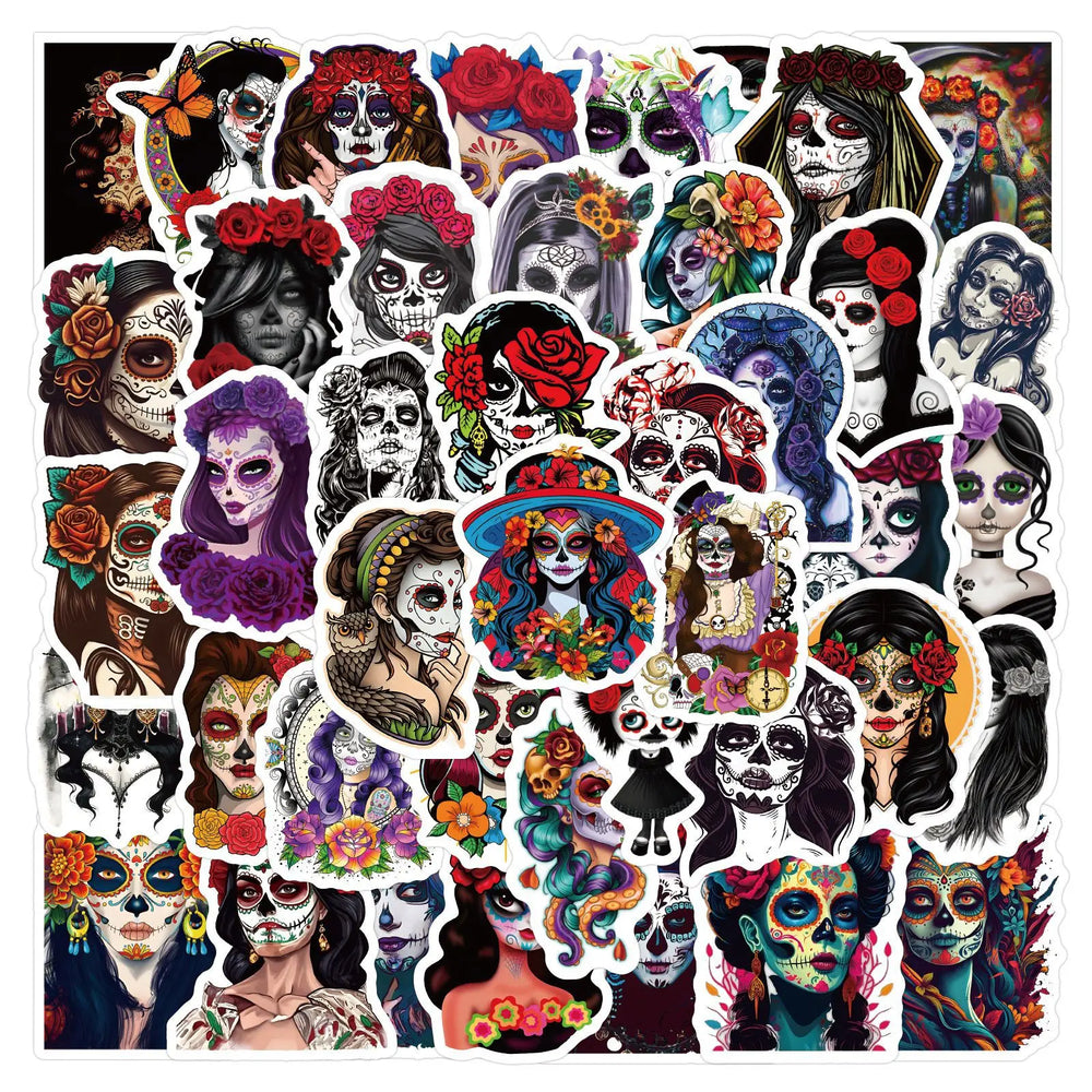 Day of the Dead Face Painting Stickers for Phone Laptop Luggage Skateboard Kids (ONLINE ORDER ONLY)