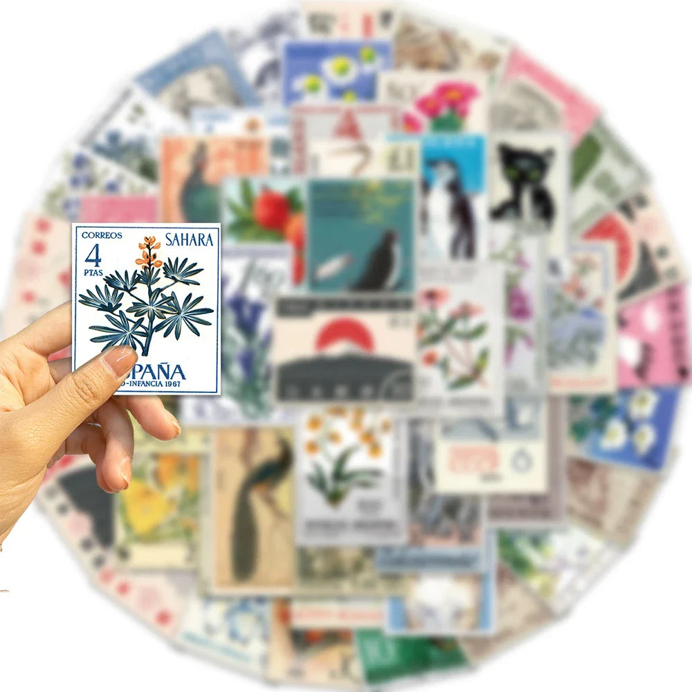 10/30/50pcs Vintage Postal Stamps From All Over The World Sticker Packs (ONLINE ORDER ONLY)