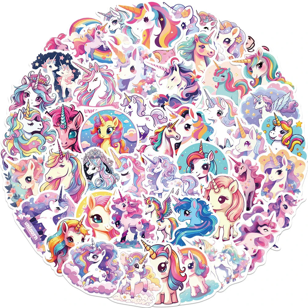 50PCS Graffiti Cute Unicorn Cartoon Stickers DIY Car Bike Travel Luggage Phone Laptop Waterproof Funny Sticker Decals Toy (ONLINE ORDER ONLY)
