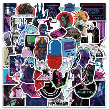 10/25/50Pcs Cartoon Cool Cyberpunk Sticker Packs (ONLINE ORDER ONLY)