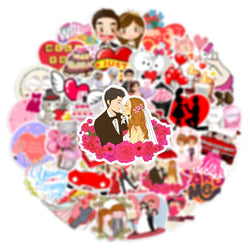 10/30/50PCS Valentine Wedding Love Stickers Cartoon Cute Decals Toys Gift DIY Decoration Laptop Scrapbook Phone Guitar Sticker (ONLINE ORDER ONLY)