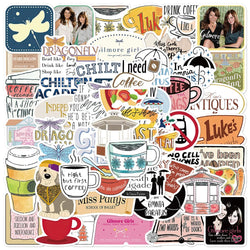 10/52PCS Anime TV Show Gilmore Girls Stickers Cartoon Funny Graffiti Decals Toy Decorative Skateboard Motorcycle Phone Sticker (ONLINE ORDER ONLY)