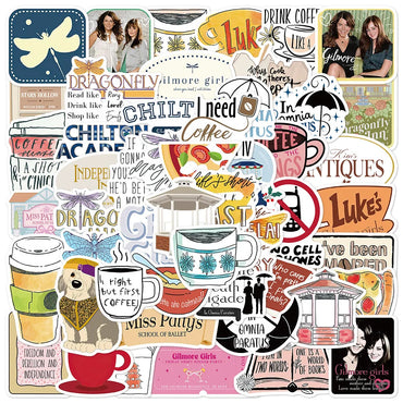 10/52PCS Anime TV Show Gilmore Girls Stickers Cartoon Funny Graffiti Decals Toy Decorative Skateboard Motorcycle Phone Sticker (ONLINE ORDER ONLY)