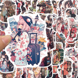 10/50pcs Japan Kimono Anime Girls Stickers Aesthetic Decals Waterproof Decorative Stationery Phone Diary Kawaii DIY Sticker (ONLINE ORDER ONLY)