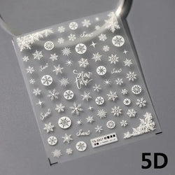 Winter Christmas Crystal Delicate Hexagon Romantic Laser Silver Chic Snowflakes Self Adhesive Nail Art Sticker 5D Manicure Decal (ONLINE ORDER ONLY)