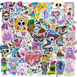 Cartoon Gothic Witch Ghost Skull Stickers Decals for Laptop Bike Skateboard Guitar (Online Order Only)