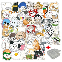 50pcs Cute Cat Stickers for Helmet, Wall, DIY Decoration with Storage Box (ONLINE ORDER ONLY)