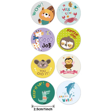 100-500pcs Cute Cartoon Animals Thank You Label Stickers For Gift Package Card Festival Party Wrapping Children Teaching 1inch (ONLINE ORDER ONLY)