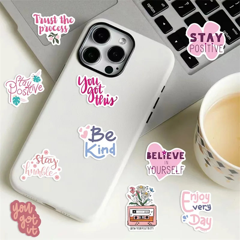 10/30/50PCS Kawaii Encourage Pink PVC Sticky Sticker Aesthetic DIY Stationery Decoration Scrapbooking School Supplies for Kids (ONLINE ORDER ONLY)