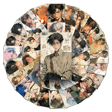 10/30/50pcs Cool Vintage Anime Boy Aesthetic Stickers Retro Decoration Decals DIY Laptop Motorcycle Phone Car Waterproof Sticker (ONLINE ORDER ONLY)