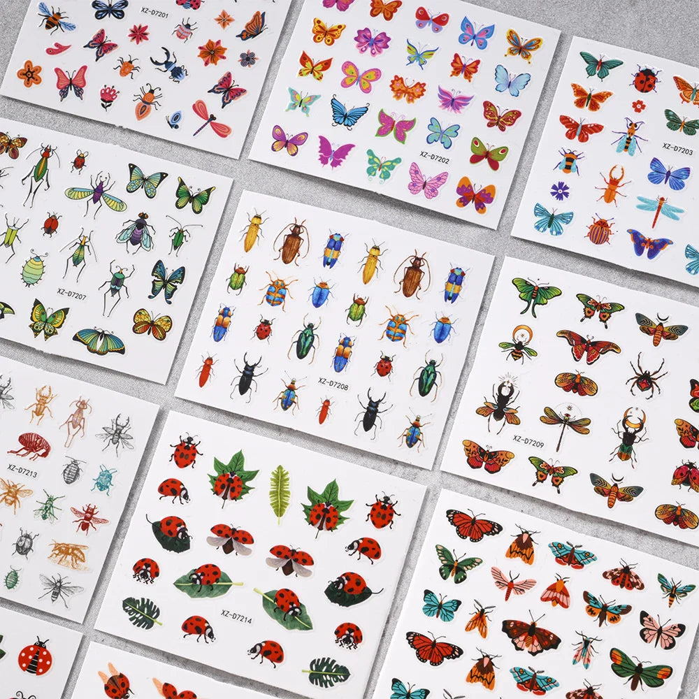 30pcs/Set Y2K 3D Cute Insect Nail Stickers Chic Dragonfly Spider Insect Butterfly Design Sliders Ladybug Beetle Manicure Decals* (Online Order Only)