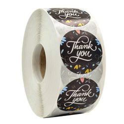 500pcs/roll Flowers Thank You Sticker Labels Round Reward Stickers Wedding Party Decor Envelope Seals Stickers Stationery (Online Order Only)