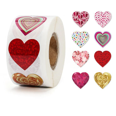 500pcs/roll Love Valentine's Day Stickers Seal Stickers Red Glowing Glitter Heart Gift Decoration Lables Stationery Sticker (ONLINE ORDER ONLY)